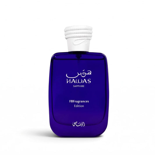 A dark blue glass bottle of NAQAS Eilfragrances Edition with a white textured cap, centered on a clean white background.